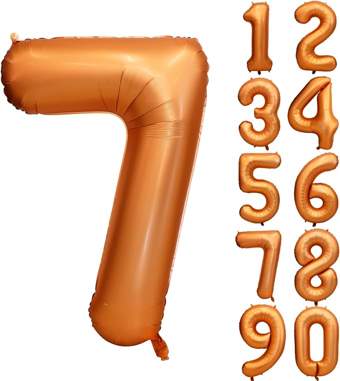 40 inch Orange Number 7 Balloon 7th Birthday Party Decorations | Giant Foil by Yeodong