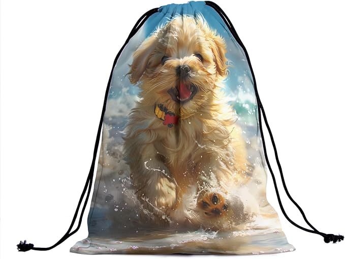 Cute Animal Gymnastics Grip Bag Playing Water Dog Gym String Bag - Image 2