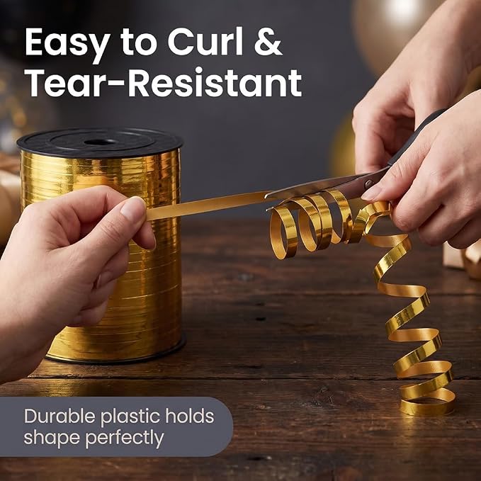 Metallic Gold Curly Ribbon, 500 Yard Curling Ribbon - Image 5
