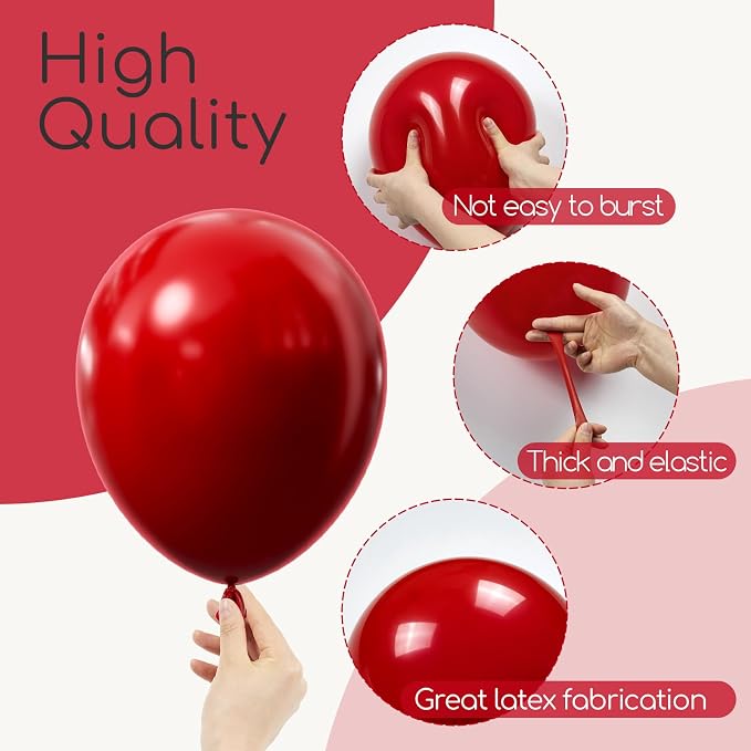 Awenztech 122pcs Dark Red Balloons Different Sizes, 18 12 10 5 inch Dark Red - Image 3
