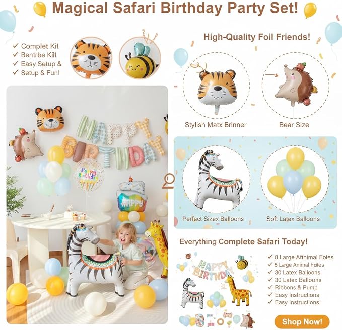 Animals Happy Birthday Foil Balloon Decorations Kit - Image 5