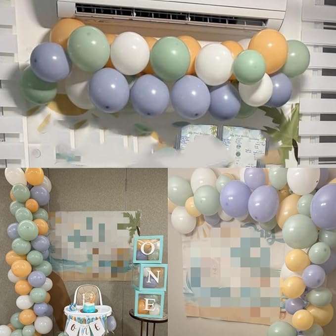 Blue Green White Balloons 12INCH Coastal Summer Baby Shower Birthday Decor | - Image 2