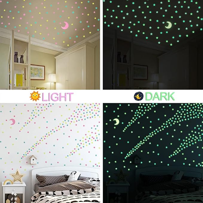 AM AMAONM Glow in The Dark Luminous Stars Fluorescent Noctilucent Plastic Moon - Image 4