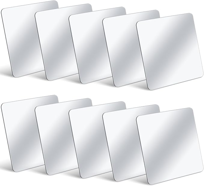 Dandat 10 Pcs Small Mirrors for Kids 6 x 6 Inch Square Shatter Proof Reflector Toddler Glass Plastic Reflector for Classroom DIY Craft Preschool Facial Expression (Classic Colors)