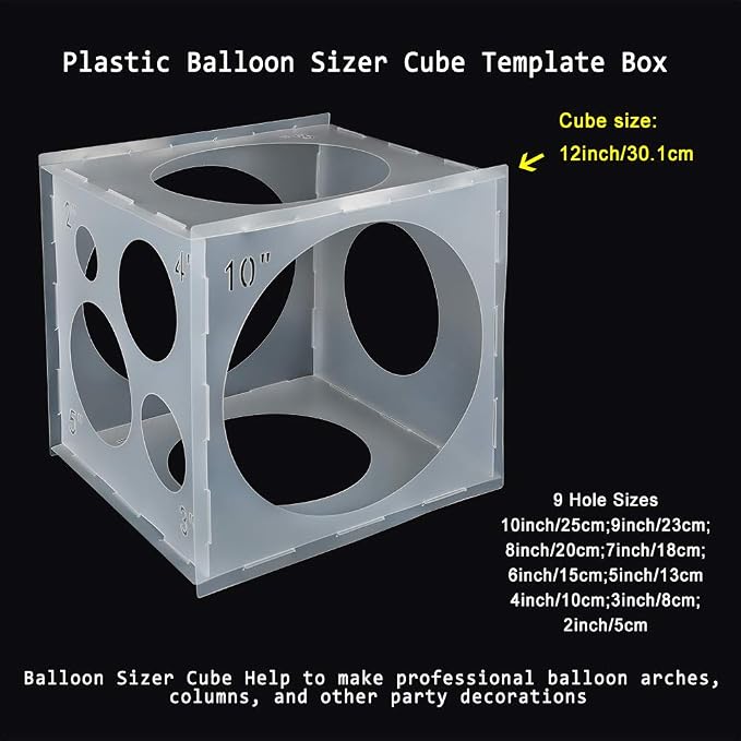 Pllieay 2-10Inch Balloon Sizer, Collapsible Plastic Balloon Sizer Cube Box | - Image 2