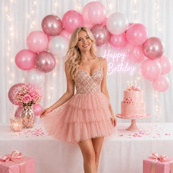 Pink Balloons for Birthday Party Decorations- 12 Inch Different Shades of Pink - Image 5