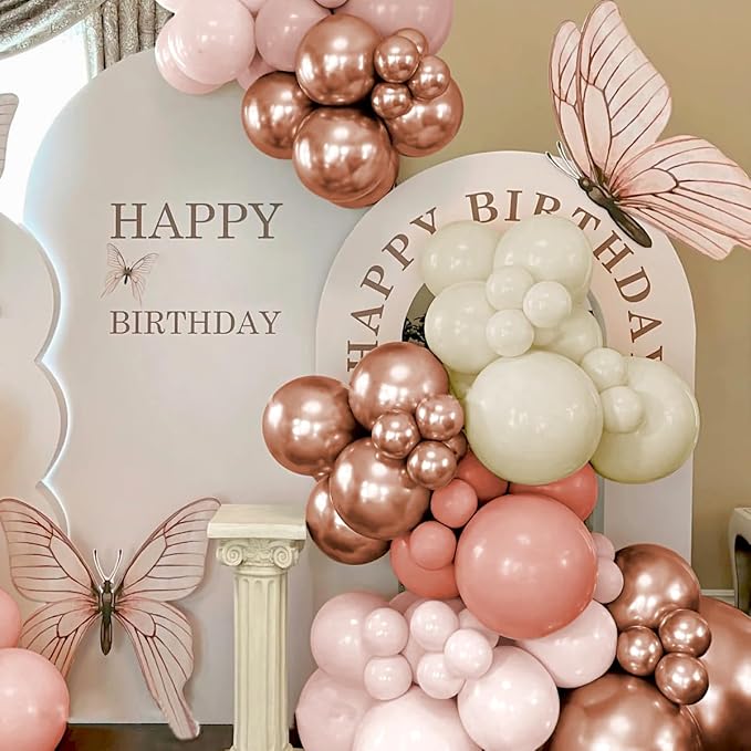 Dusty Pink White Rose Gold Balloons Arch Kit - Image 7