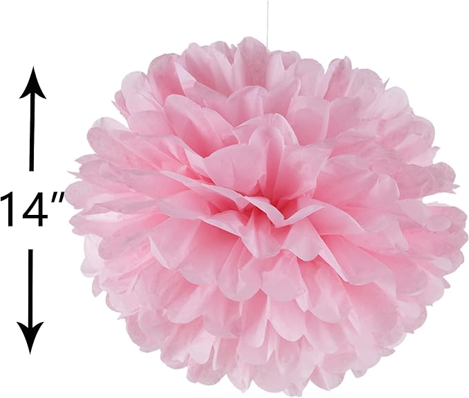 14" Pink and Blue Tissue Pom Poms Kit DIY Decorative Paper Flowers - Image 2