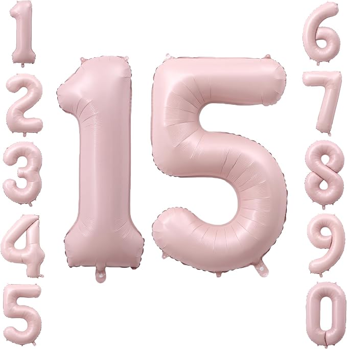 40" Light Pink Foil Number 15 Balloon by TNCDJKPA