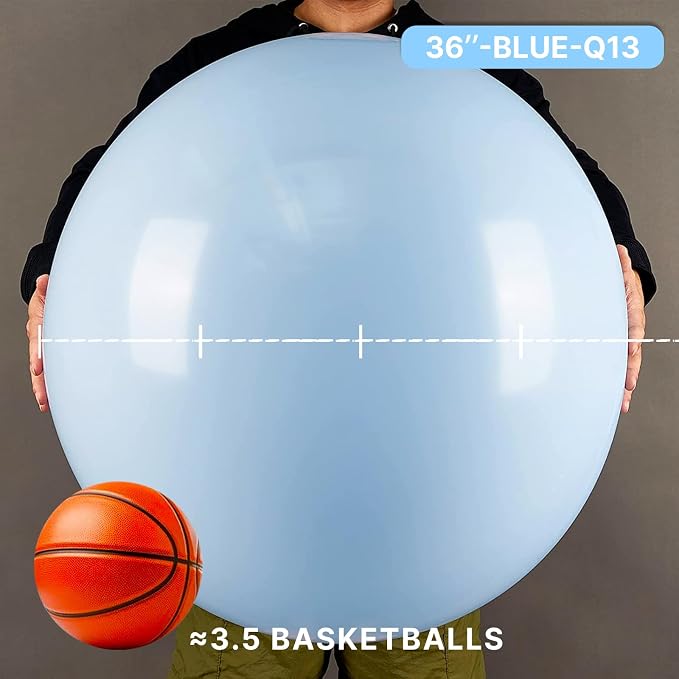 PartyWoo Baby Blue Balloons 4pcs Light Pastel Sky Aqua Blue Color | 36 Inch - Image 2