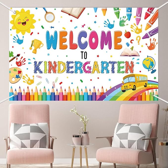 MEHOFOND Welcome to Kindergarten Banner Colorful Back to School Kids Classroom - Image 4