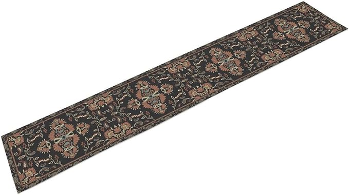 Boho Paisley Farmhouse Table Runner, Vintage Red Blue Retro Flower Rustic Country Style Floral Print Pattern for Home Kitchen Table Decor Dining Coffee Room Garden Party Decor 13x90in