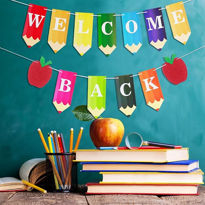 Welcome Back Banner Colorful Pencil Back to School Decorations First Day of - Image 7