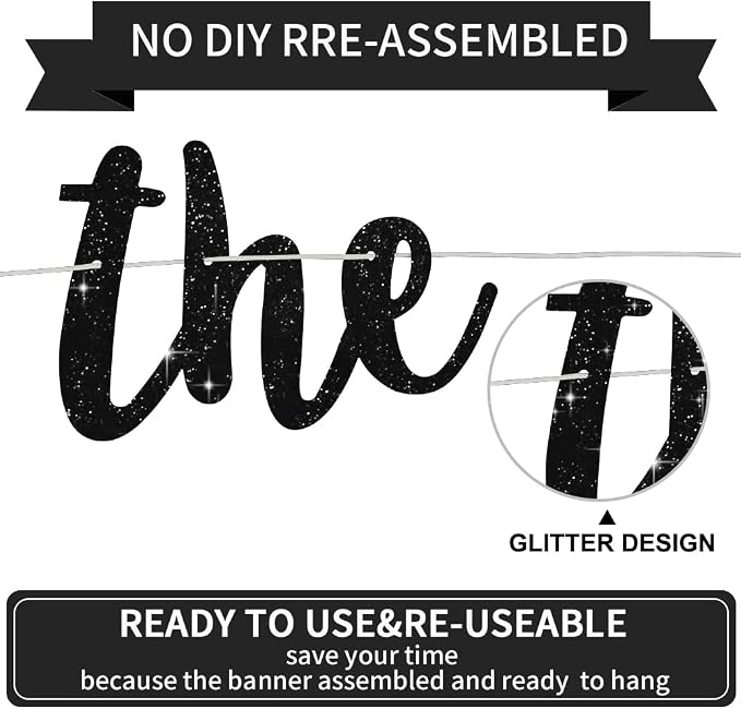 BEISHIDA Black Pre-Strung Glitter The Beginning of A New Chapter Banner | - Image 2