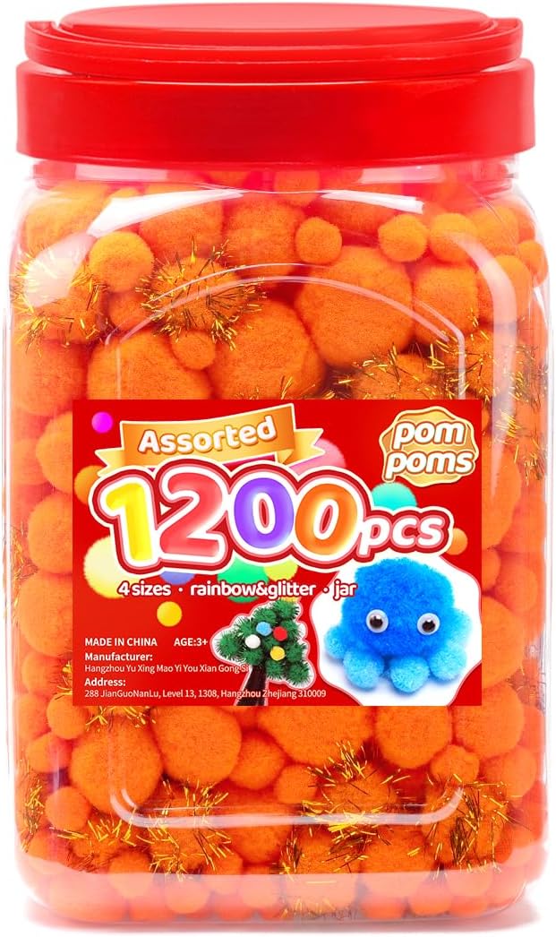 Iooleem Orange Pom Poms, Pom Poms by IOOLEEM