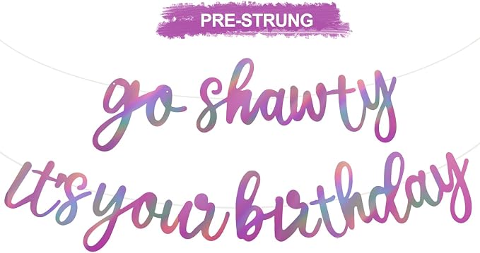 BEISHIDA Rainbow Purple Go Shawty It's Your Birthday Banner Decor NO DIY | by Beishida