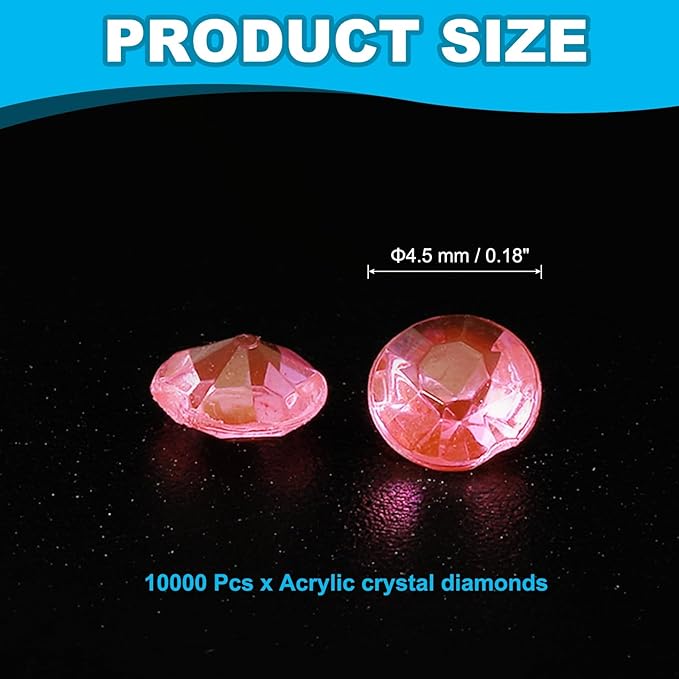 PATIKIL 10000 Pcs Wedding Table Scatter Confetti Crystals 4.5mm Acrylic Diamonds Vase Fillers Gems for Table Centerpiece Decorations Party Vase Beads, Dark Pink