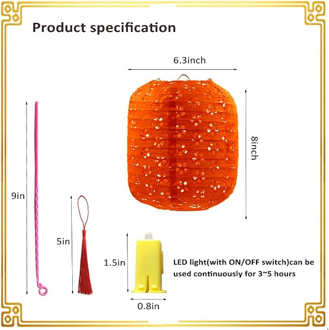 12Pcs Paper Lanterns Chinese Japanese Colorful Hanging Paper Lanterns - Image 8