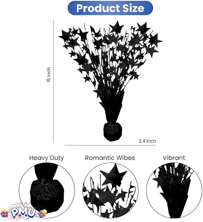 PMU Bursting Star Metallic Foil Spray Centerpiece- Metallic Black Balloon - Image 3