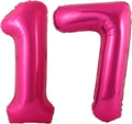 40 Inch Hot Pink 17 Number Balloons Giant 17 Balloons Hot Pink Birthday 17 by LHOAVWE