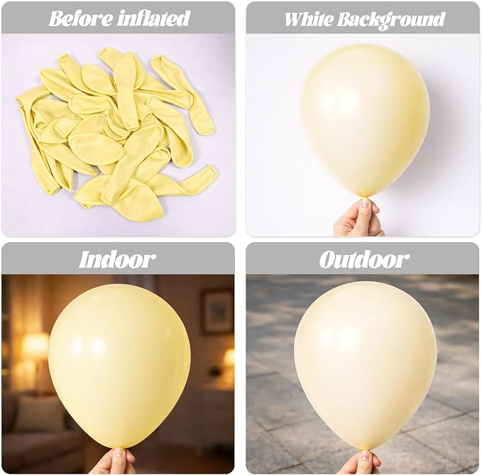 Voircoloria 105pcs Pastel Yellow Party Latex Balloons, 12inch | - Image 3