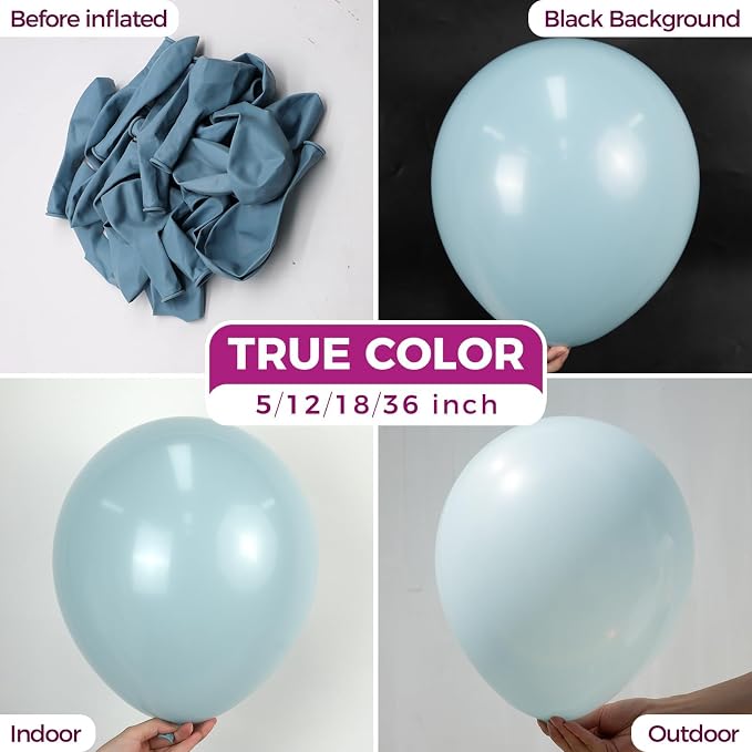 Bezente Dusty Blue Balloons 18 Inch 30 Pack Latex Large Thick | Blue Balloons - Image 2