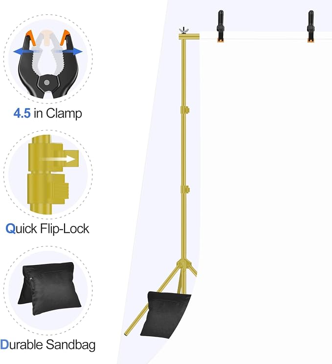 EMART Backdrop Stand 10x7ft Photo Studio Adjustable Background Stand Support kit - Image 4