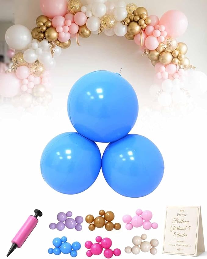 Reusable Balloon Garland 5 Cluster Inflatable Latex Free PVC Clusters Arch Kit by Frewac
