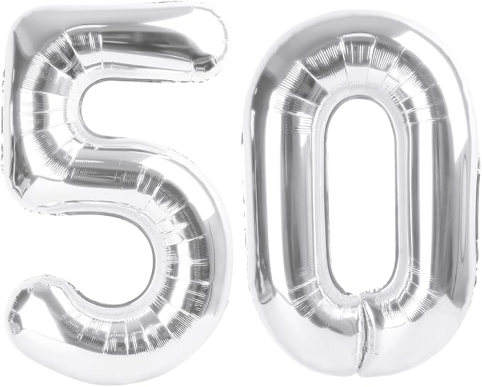 50 Balloon 40 inch Silver Number Balloons by Enyeopd