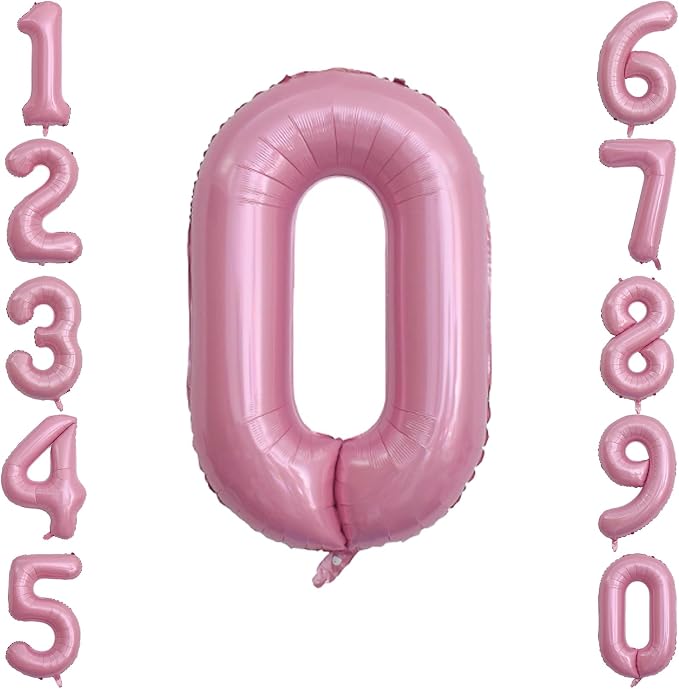 Pearlescent Pink Number 0 Balloon 40 Inch, Shiny Foil by Unknown