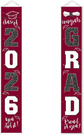 Graduation Decorations 2026 Banner Porch Sign Maroon Burgundy Red by ATFUNSHOP
