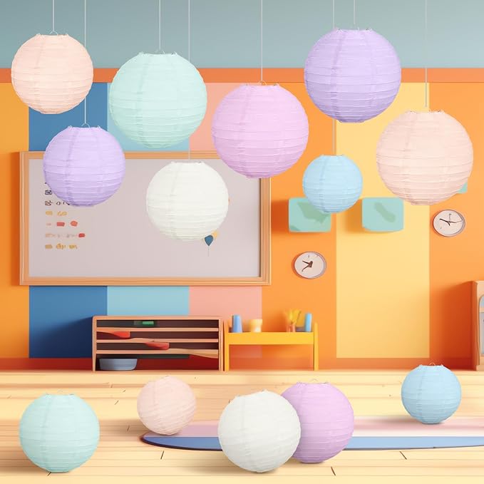 16 Pcs Pastel Paper Lanterns Party Decorations 4'' 6'' 8'' 10'' Colorful - Image 5