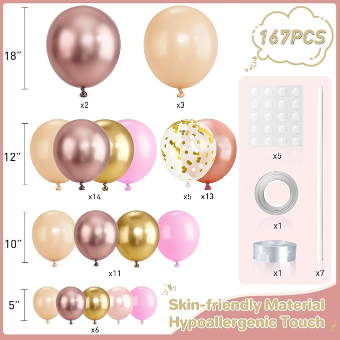 Pink and Gold Balloon Garland Arch Kit - Image 2