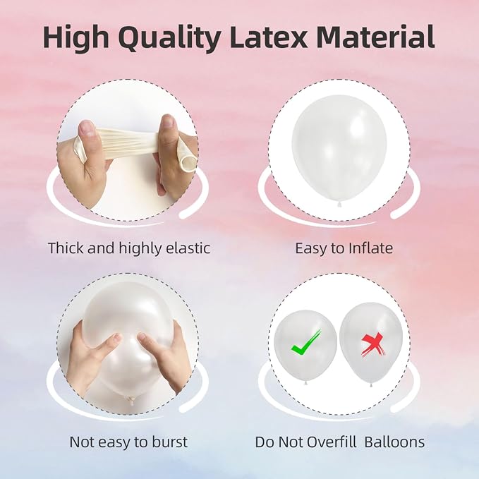 Pearl White Balloons Different Sizes 135Pcs 18 12 10 5 Inch White Latex Balloon - Image 2