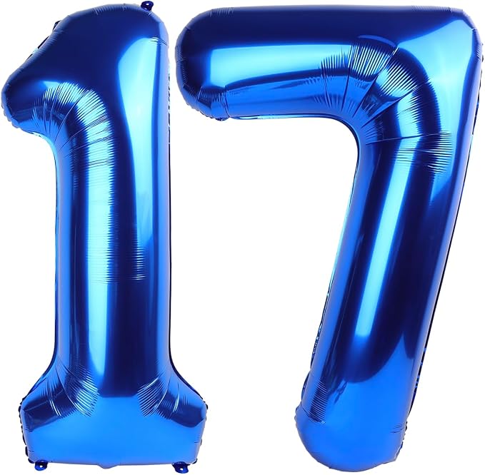 Number Balloons 40 Inch Dark Blue Number 17 by Mluchee
