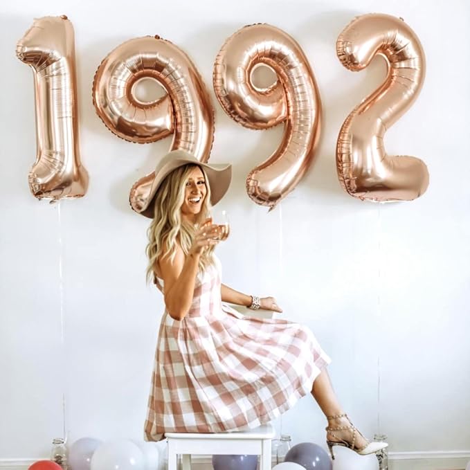 Rose Gold Number 70 Birthday Balloons, 40 Inch Large Rose Gold Mylar Foil - Image 6