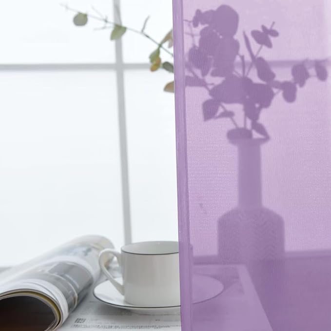 SpaceDresser Lavender Sheer Curtains 4 Panels Rod Pocket Semi-Sheer Curtain 108 - Image 5