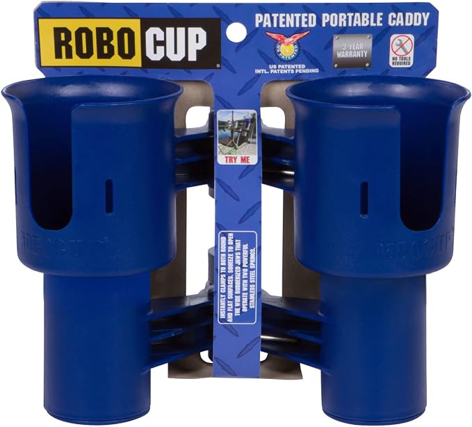 Patented Boat Cup Holder, Clamp on Portable Storage Caddy Securely Holds 2 - Image 2