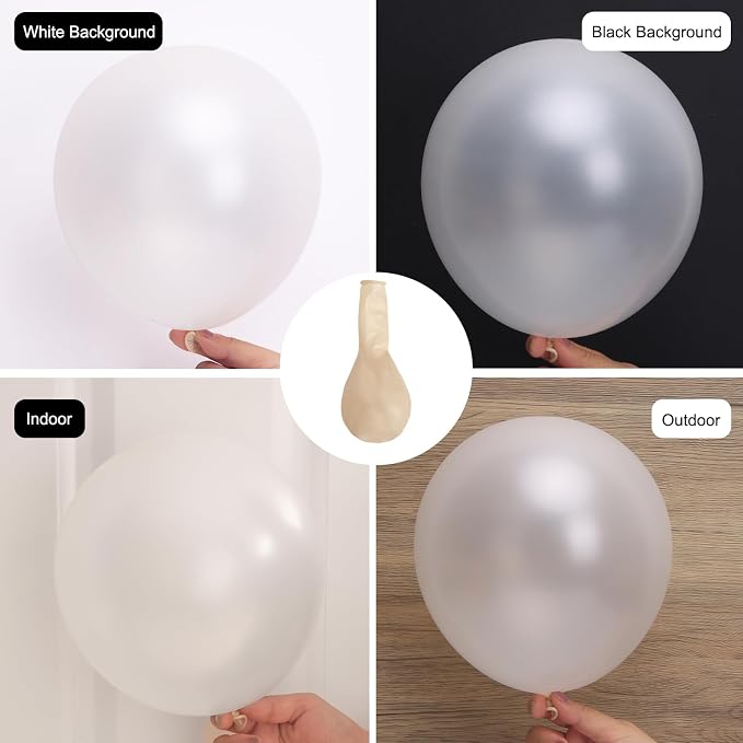 RUBFAC Pearl White Balloons 120pcs 12 Inches White Latex Party Balloons - Image 6