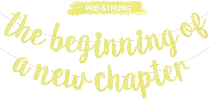BEISHIDA Yellow Pre-Strung Glitter The Beginning of A New Chapter Banner | by Beishida
