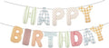 Colorful Happy Birthday Banner Foil Letter Balloon, 14 Inch 3D Plaid, Polka Dots by Vrukiaa