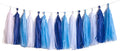 Blue Tassel Garland, Tissue Tassel Banner by Capesaro