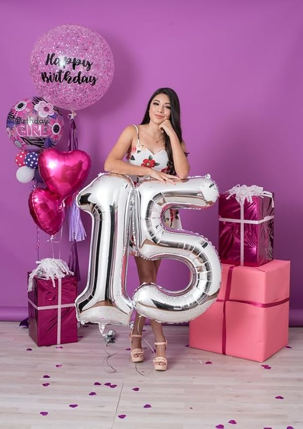 Large Number Balloons 40 Inch Silver 9 Balloon - Image 6