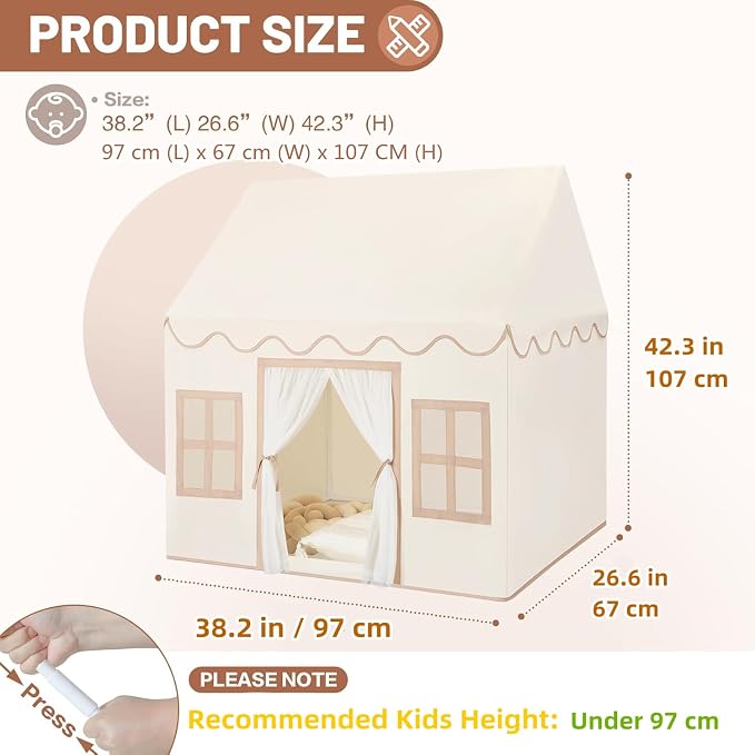 Kids Play Tent Indoor: with Mat, Tassel Garland - Image 2