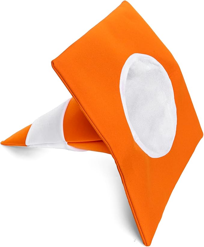 Orange and White Halloween Costume Party Traffic Cone Funny Hat - Image 4