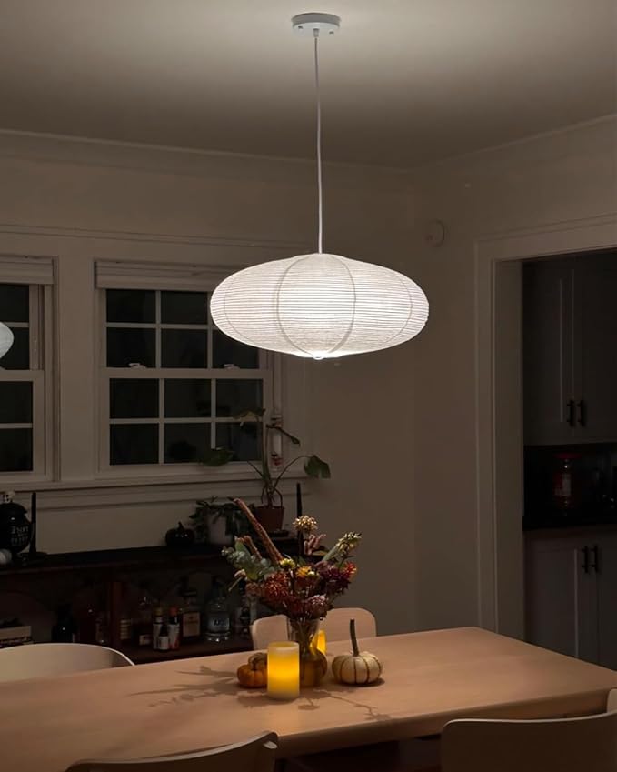 White Oval Paper Lanterns, 22in Large Hanging Paper Lantern Shade, 2 Pack | - Image 4