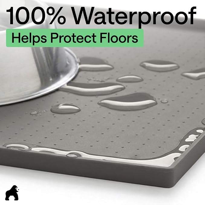 GORILLA GRIP 100% Waterproof Raised Edge BPA Free Silicone Pet Feeding Mat - Image 4