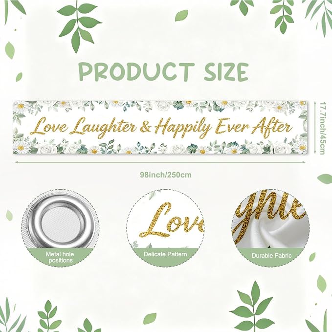 Happily Ever After Sign Banner Wedding Bridal Shower Party Decorations | - Image 2
