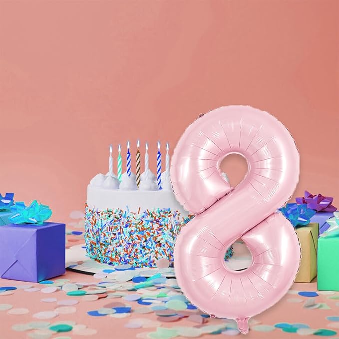 TONIFUL 40 Inch Pastel Pink Number 8 Balloons Large Foil 8th Birthday Decor | - Image 4