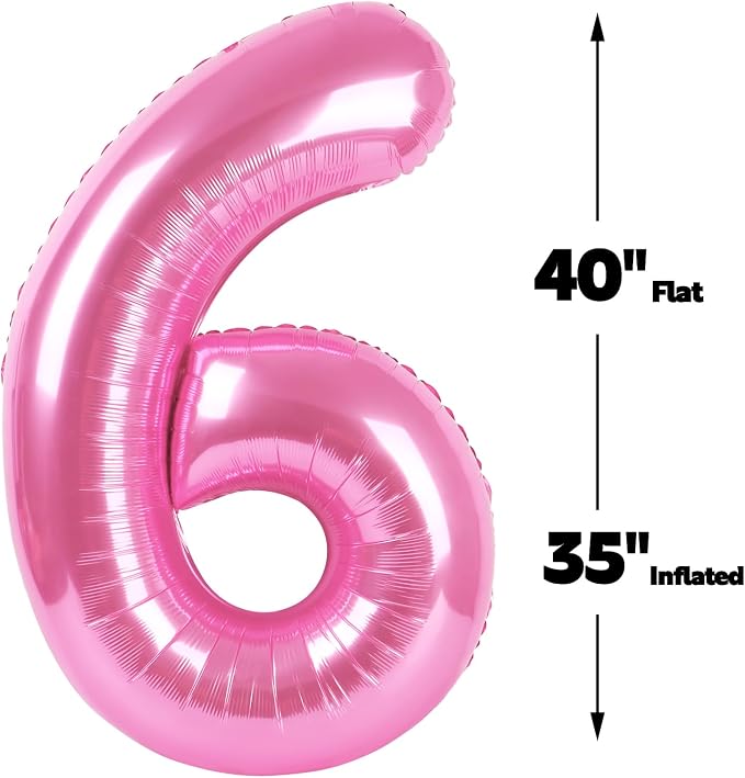 Pink Number 6 Balloon 40 inch, Balloon numbers party supplies, deco photo shoot - Image 2